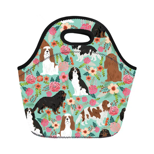 Cavalier King Charles Spaniel Printing Lunch Bags for Women Kids Picnic Tote School Food Bag Bolsa T Lancheira