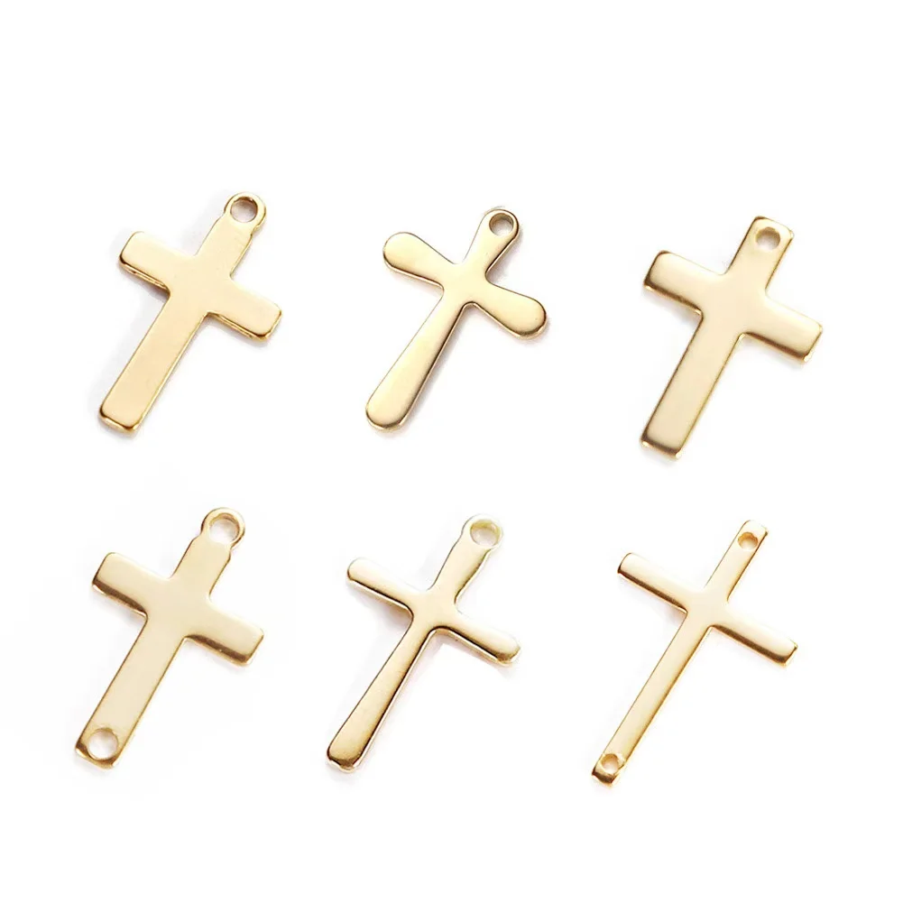 Stainless Steel Mini Size Solid Polished Cross Pendant Religious Cross Charms for Necklace Earring Bracelet Jewelry Making