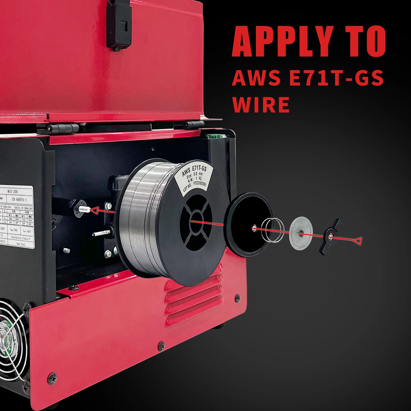 YIJIU Portable 220V 3 in 1 MIG-200 Gasless MIG/MMA/TIG Welding Machine with Digital Display for Home and Light Industrial Use