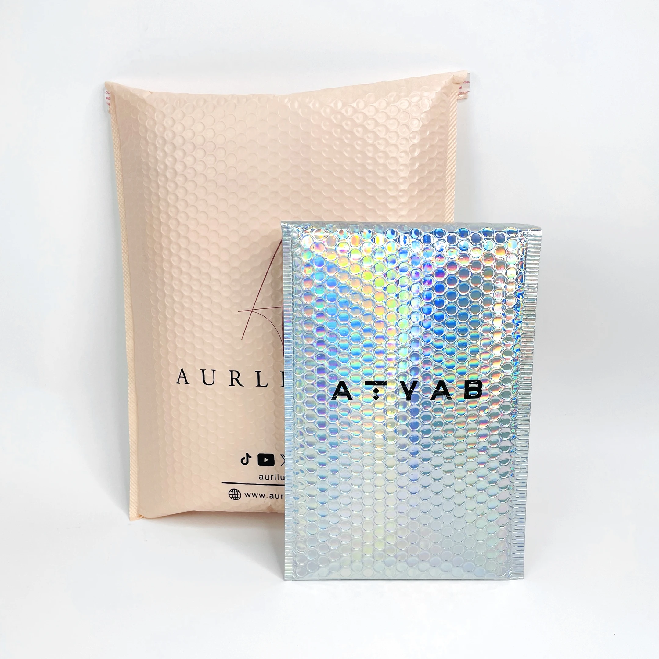 Custom print Matte Beige Metallic Bubble Mailer Wrap 6x9 Padded Envelopes packaging for jewlery