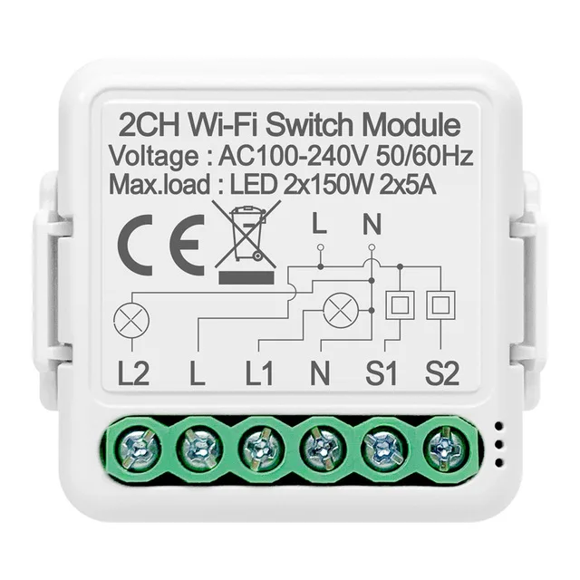 Home Automation Tuya Smart Mini 2Way WiFi Switch Module Relay 1/2/3/4 Channel