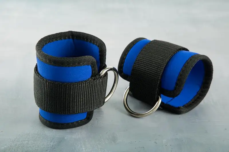 Adjustable Neoprene Padded Ankle Straps Ankle Cuffs for gym Fitness cable machines with Double D-Ring