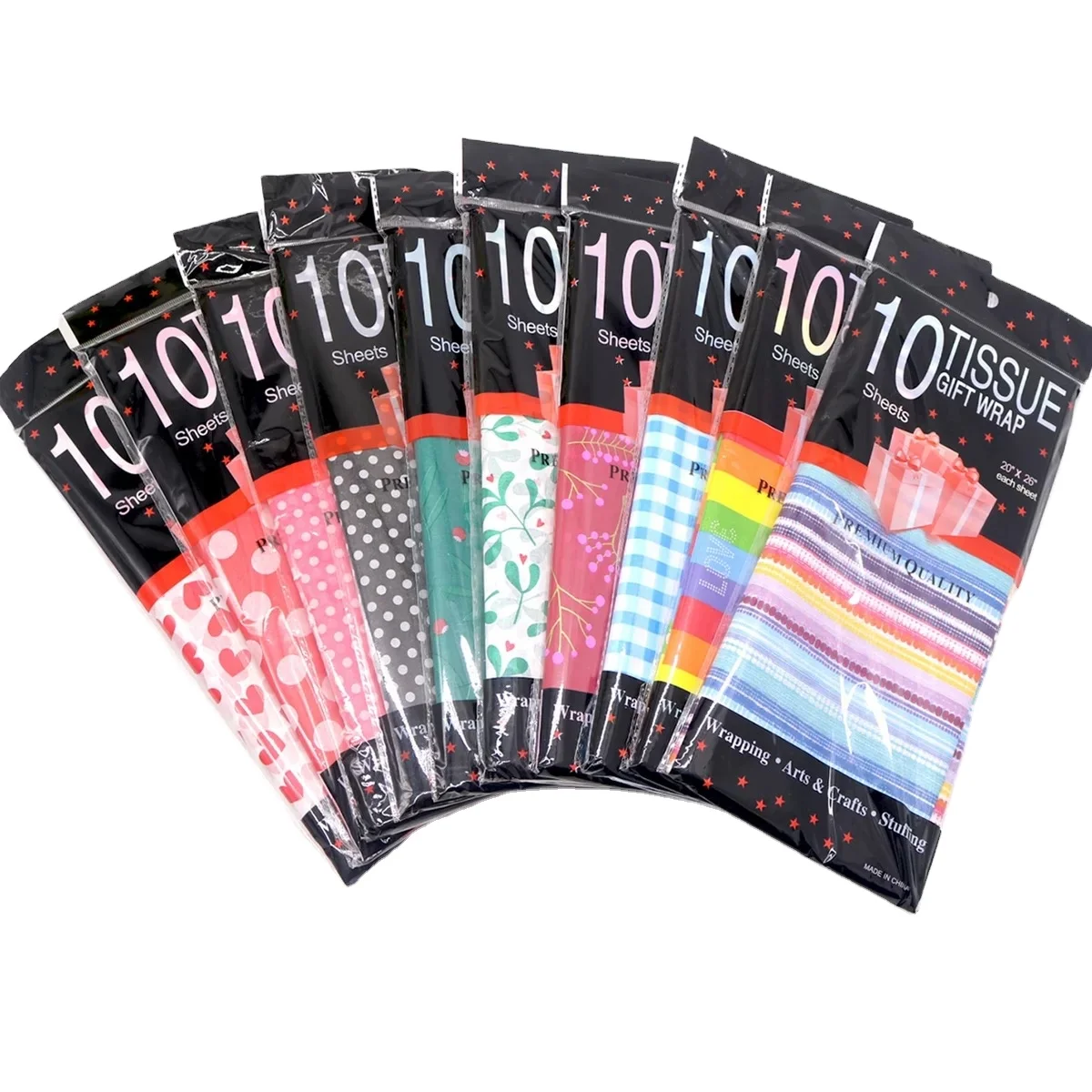 stock 10sheets/bag Gift Flower Colorful Roll Manufacturers Suppliers Tissue Paper for Packaging Printed Tissue Wrapping Paper