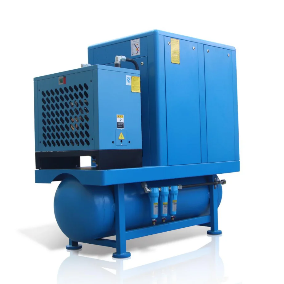 10hp Hot selling manufacture price 8-13bar combined screw air compressor with air dryer and gas tank