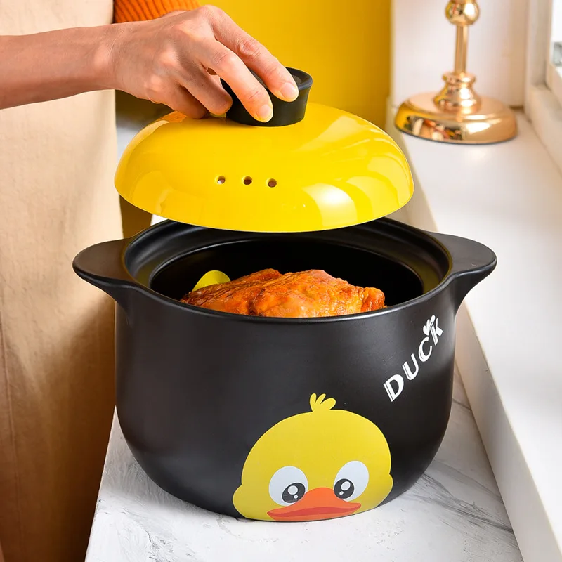 
Large capacity pot cute duck kitchen dinner ware high temperature resistant porcelain ceramic clay casserole serving set 