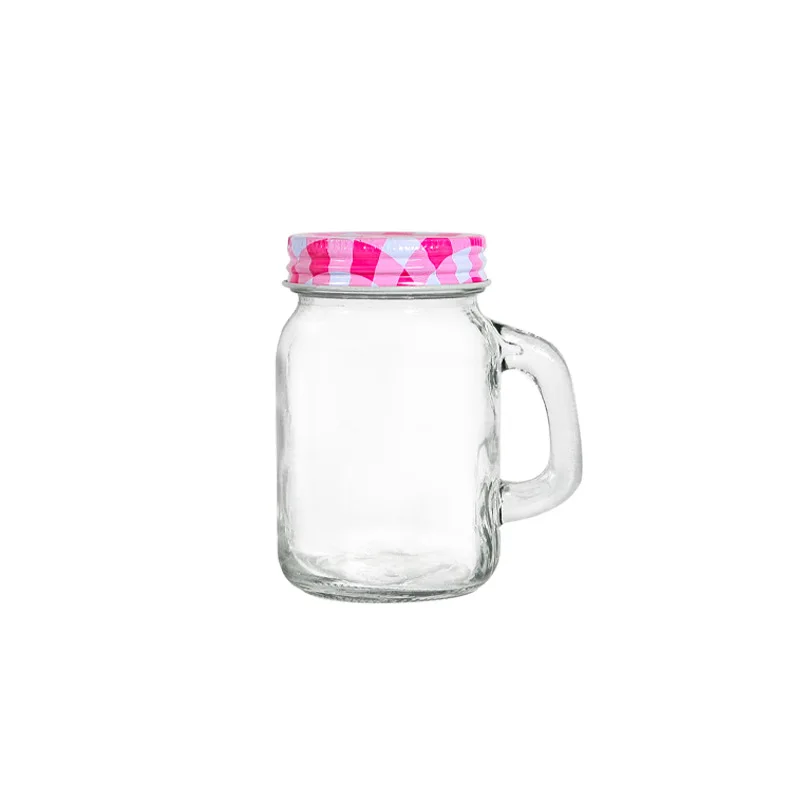 Us warehouse 4oz clear Beer can shaped sublimation beer cup glass jar with Lid and handles