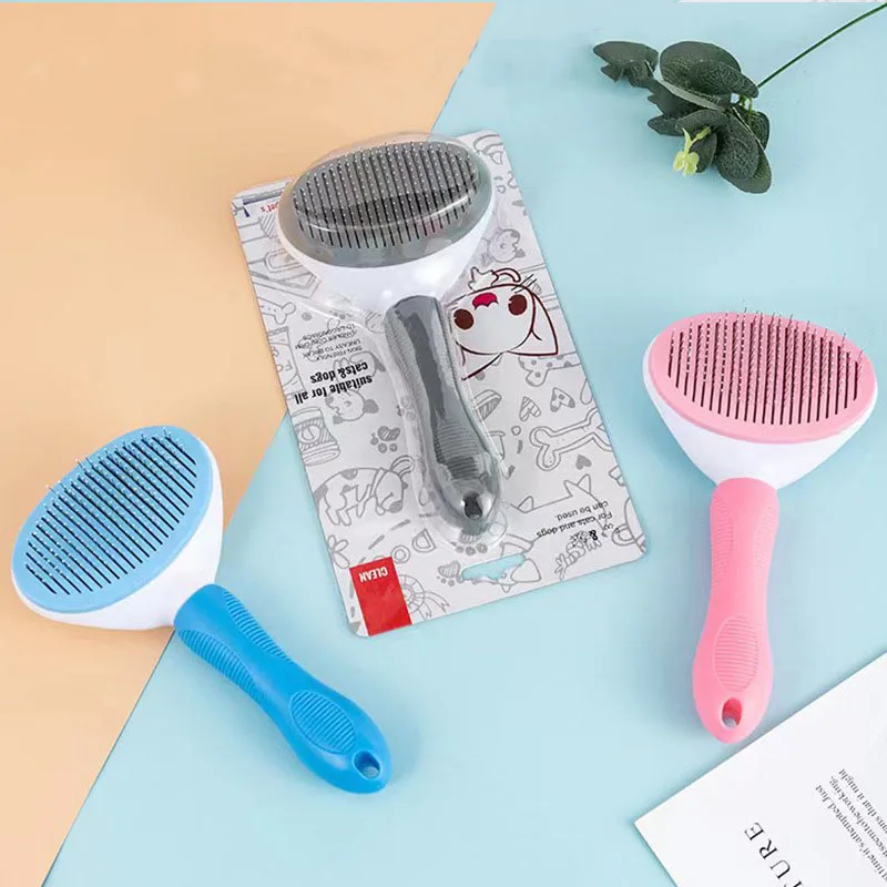 Pet Grooming Brush Self Cleaning Automatically Easy Clean