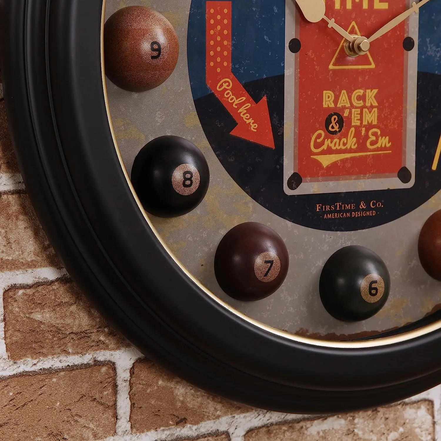 Alboxy Home Decor Circular sports 3D pool ball creative design gift wall clock plastic wall clock