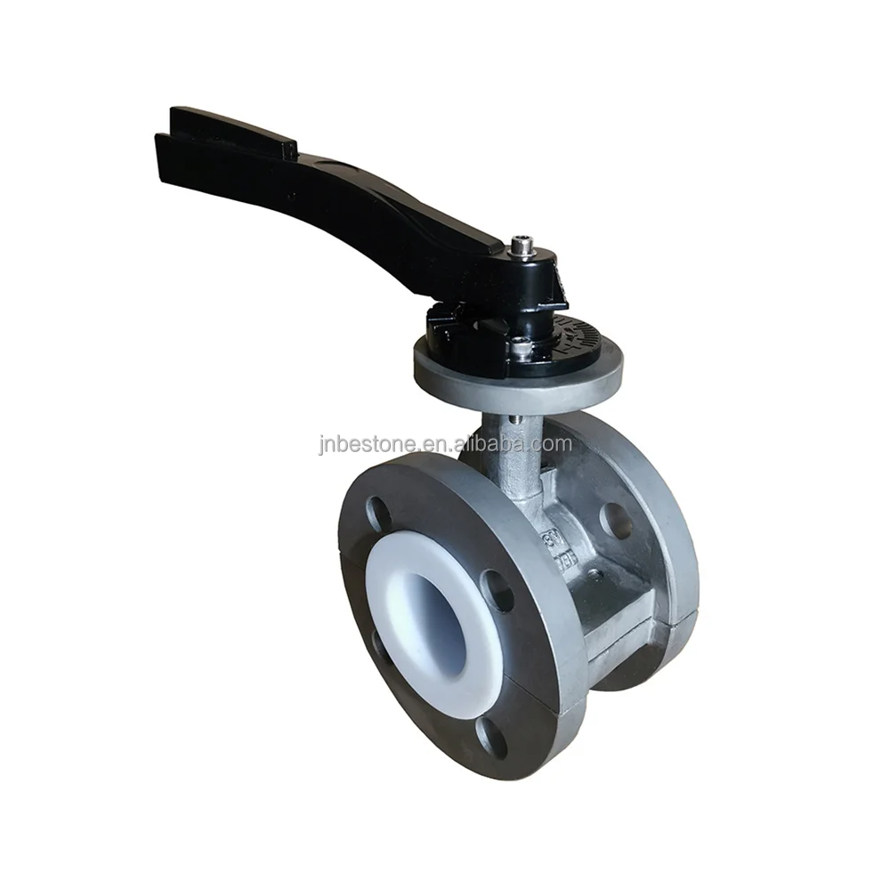 Best quality made in ChinaPneumatic Flange butterfly valve with full PTFE lining