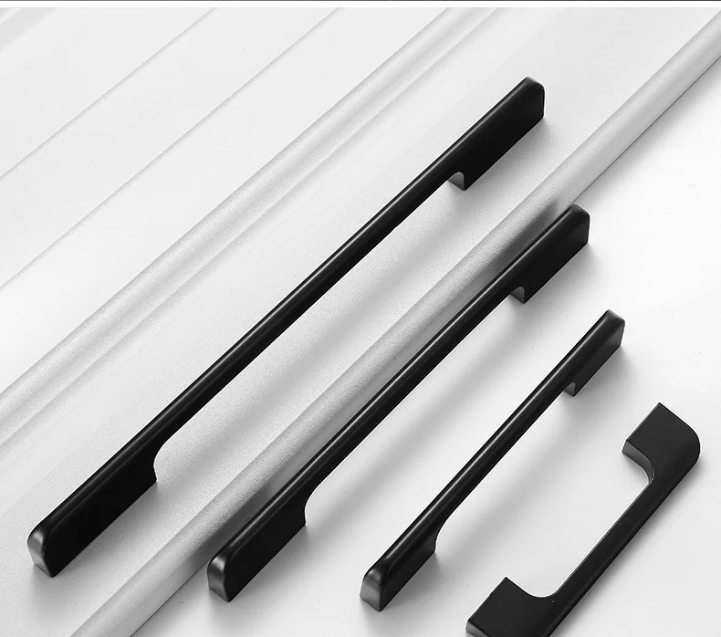 Cabinet Pulls Matte Black zinc alloy Kitchen Drawer Pulls Cabinet Handles drawer handle Customize Casting Stainless Steel Handle