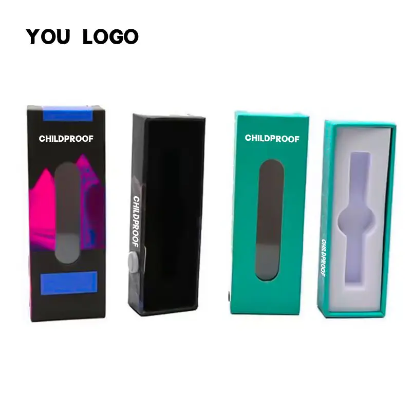 Custom LOGO OEM Printed folding type flat Packing Box 0.5ml 1ml EVA window cart Cartridge packaging box with insert customize