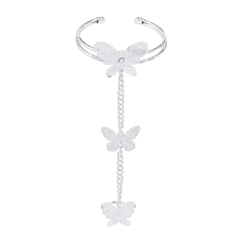 Unique Retro Bracelet Ring Connected Stylish Adjustable Chain Bracelet Extravagant Diamond Bracelet Women jewelry