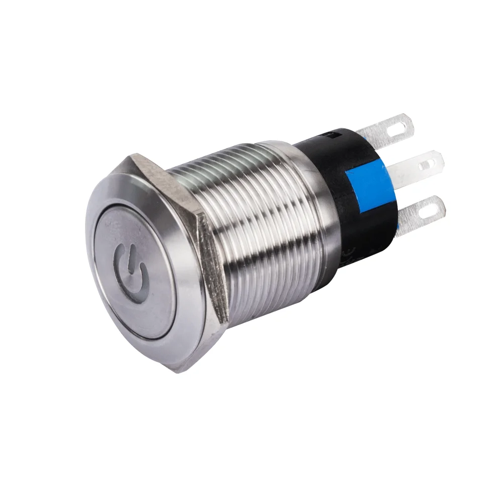 19mm auto engine ignition starter ac power latching push button with led light