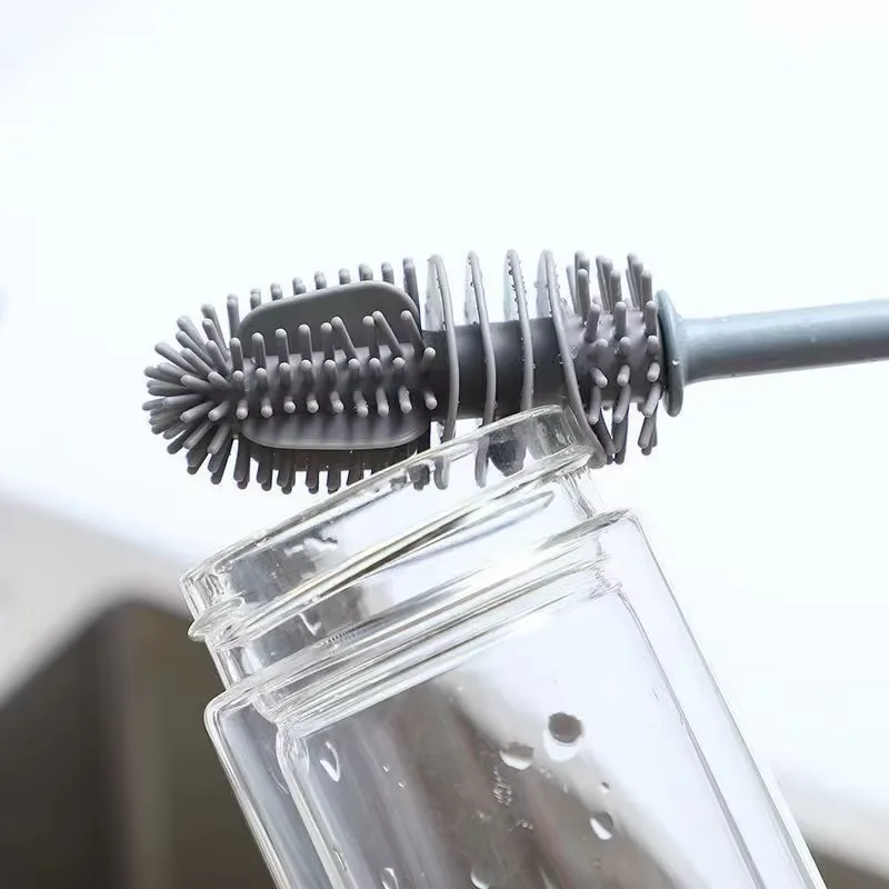 water bottle long-handled glass cleaning brush equipment long-handled glass brush silicone bottle brush