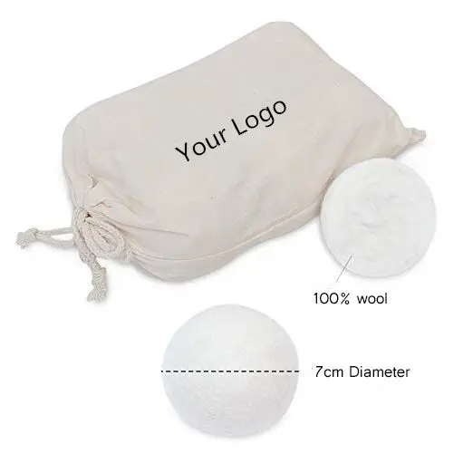 Customized 100% Organic New Zealand Reusable Natural Fabric Softener Healthy Felt Laundry Wool Dryer Balls With Drawstring Bag