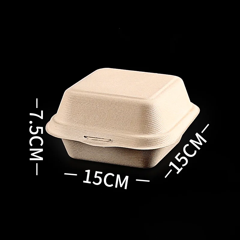 6 inch fast food takeout hamburger packing box sugarcane bagasse burger box packaging clamshell