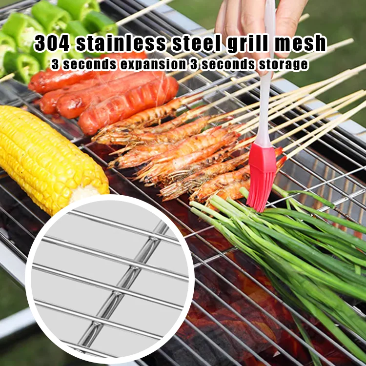 Commercial Quality Portable Charcoal Grills Multiple Size Hibachi BBQ Lamb Skewer Folded Camping Barbecue Grill for Picnic