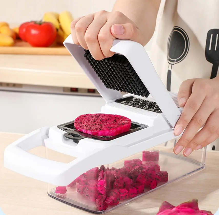 Vegetable Chopper Spiralizer Vegetable Slicer Onion Chopper with Container Pro Food Slicer Dicer Cutter