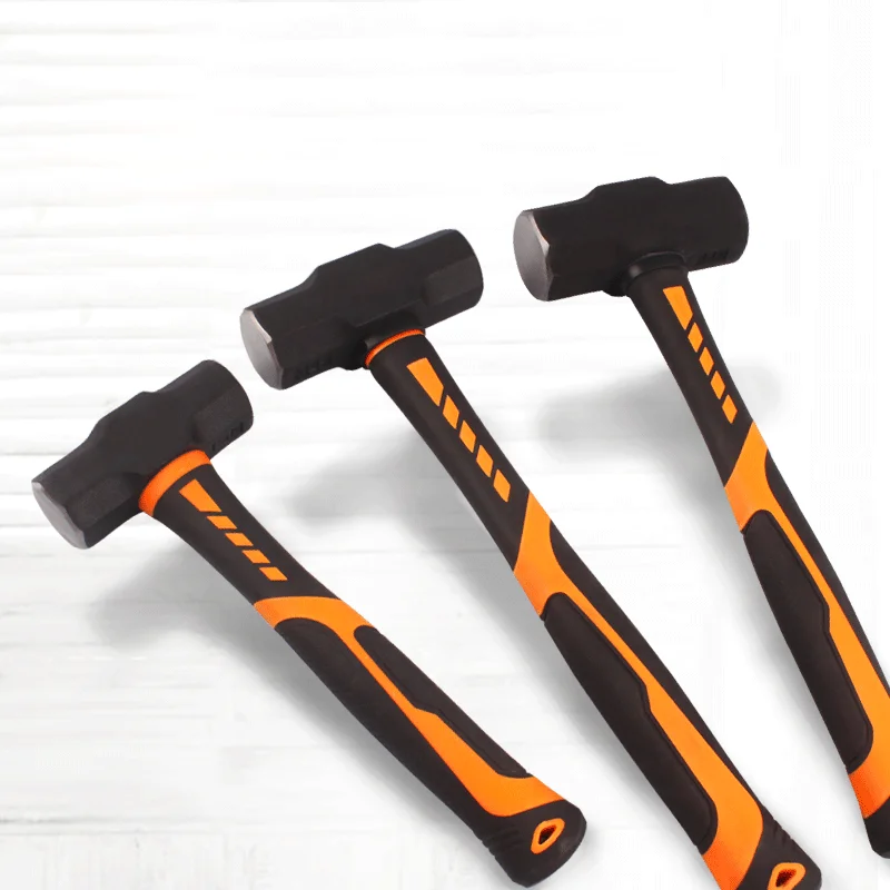 Building Construction 2-4LB Sledge Hammer Heavy Duty One-piece Forged Steel Brick Drilling Crack Damping Rubber Sledg Hammers