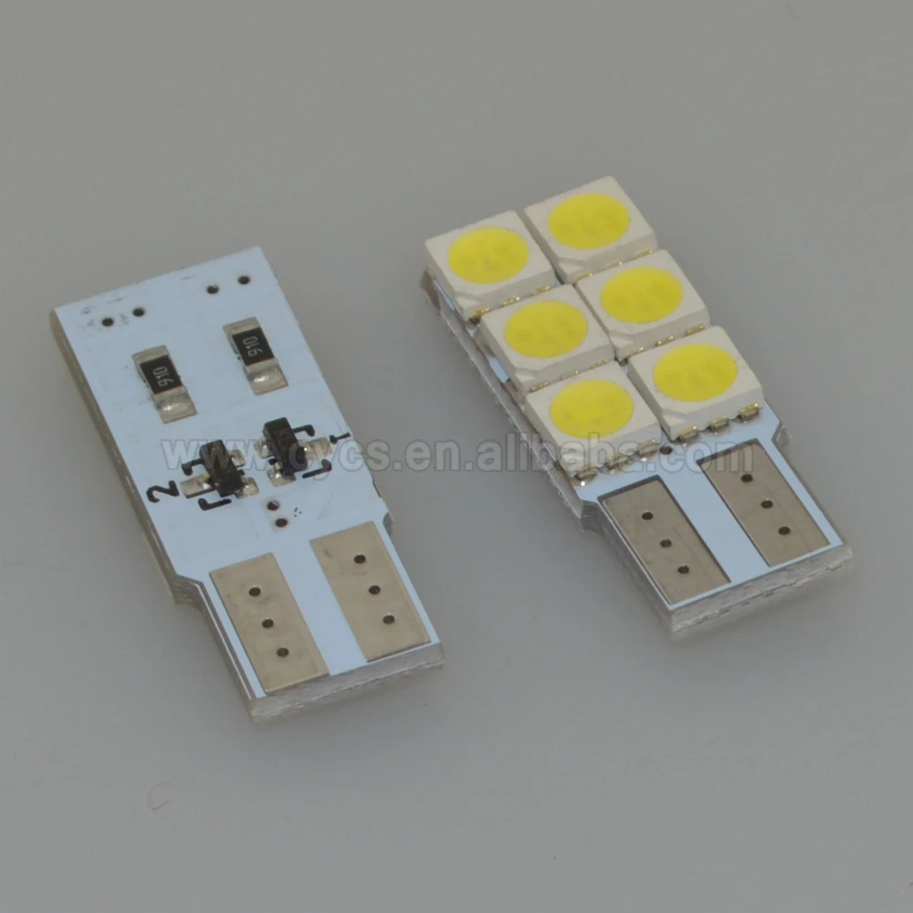 Super bright white Non-polar 194 186 W5W T10 6SMD 5050 canbus LED auto car light bulbs