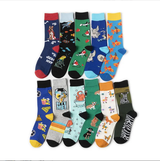 Creative Cotton Animal Cartoon Logo Men Women Tube Socks Skateboard Casual Socks