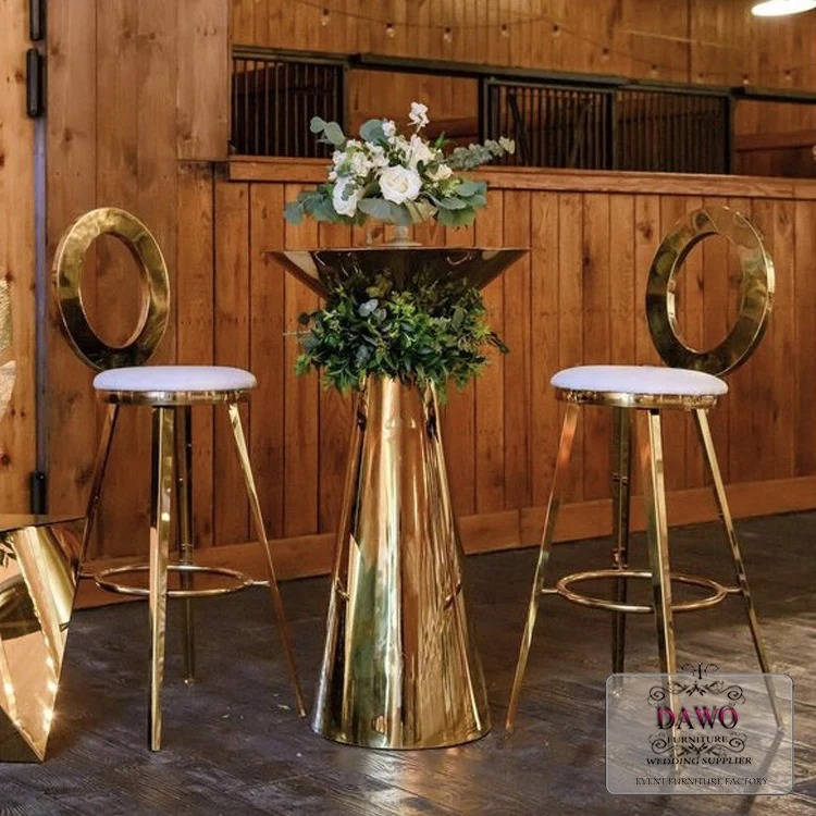Modern gold frame steel strip back stool chair metal high bar stool chair