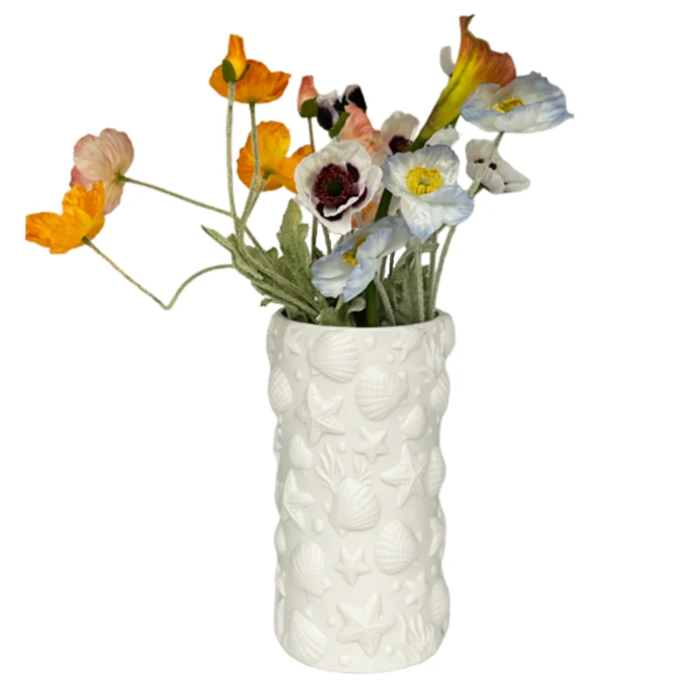 Custom Modern Ceramic Shell Flower Vase Starfish White Vase for Home Decor Scallop Flower Pots Nordic Vase