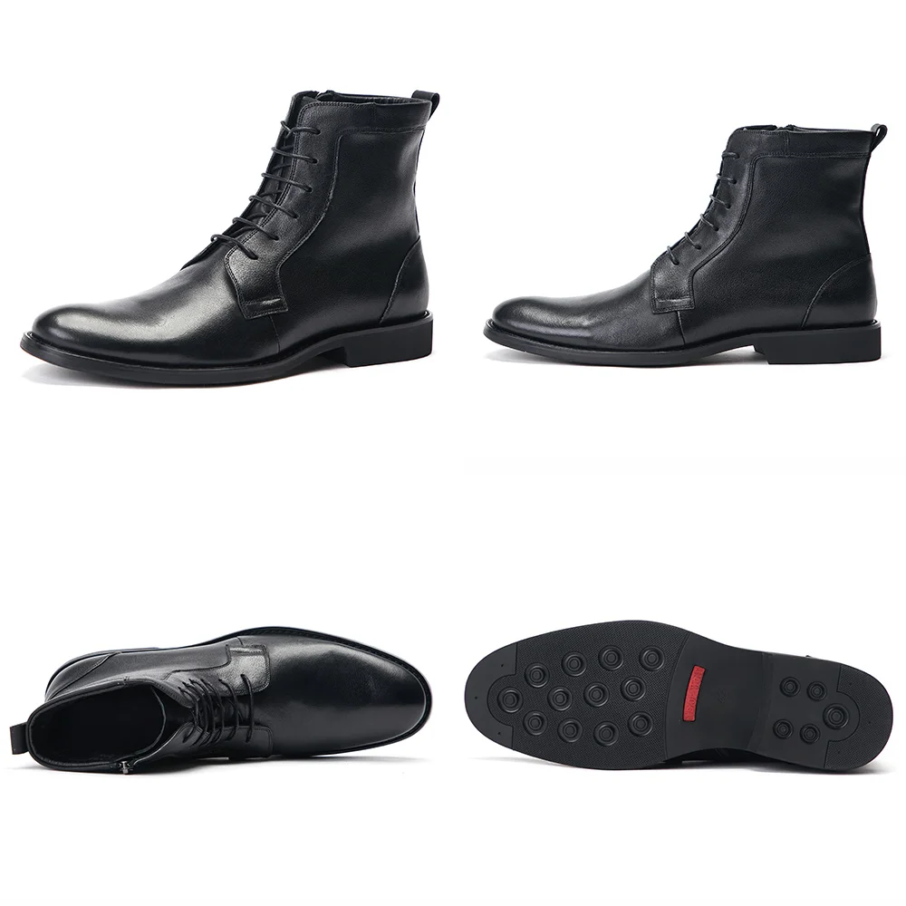 
2020 European style party casual handmade pointed toe genuine leather mens boots italian dress shoes for men 