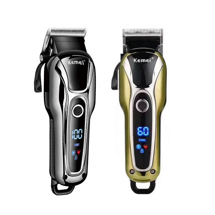 Trimer KM 1990 Cordless LCD Display Trimmer Stainless Steel Blade Clipper Cutter Fast Charge Electric Kemei Hair Clippers