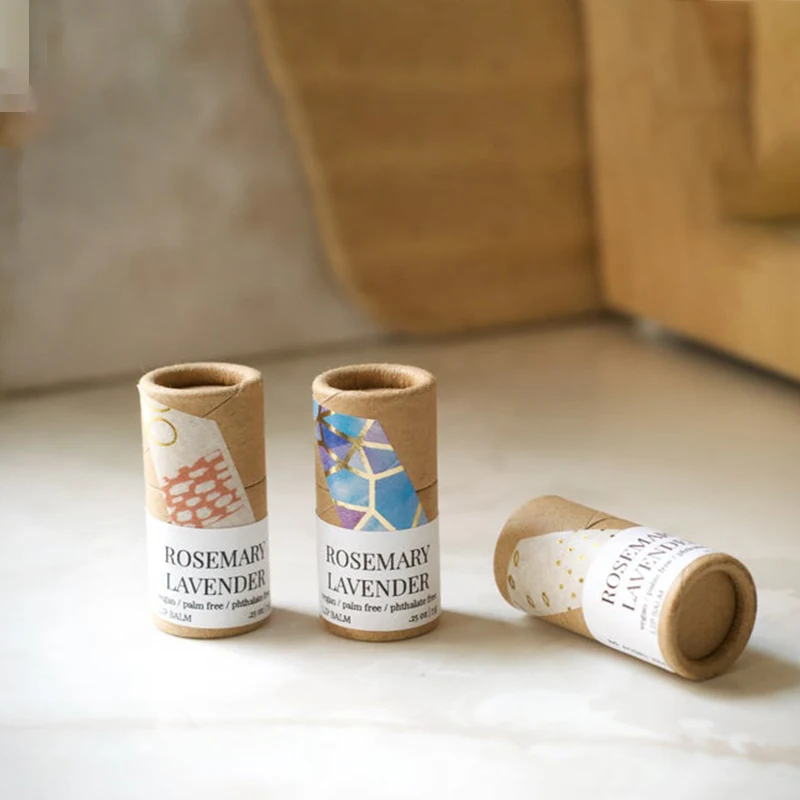 Custom Kraft   Perfume Cosmetic  Paper Tube Packaging Lip Balm Lipstick Cardboard Tube
