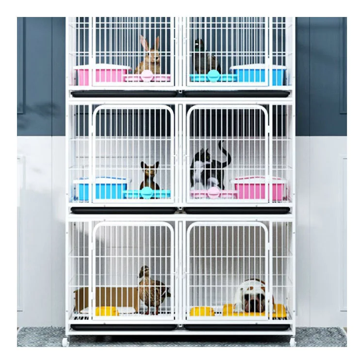 Wholesale 3 Layer 6 Door Cat Breeding Welded Wire Mesh Large Small Pet Cage Cat Animal For Pet Store