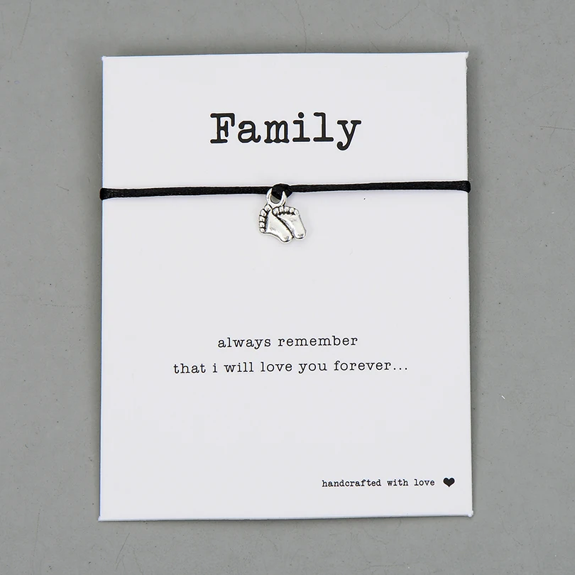 Lovely Double Feet Family Wish Bracelet Mom Dad Baby Kids Gift Simple Red String Charm Bracelets Jewelry for Women Men