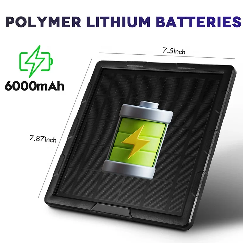 5W 6V 12V portable solar panel kit with built in battery 6000mah IP68 4G hunting camera Photo Traps solar panels for camping