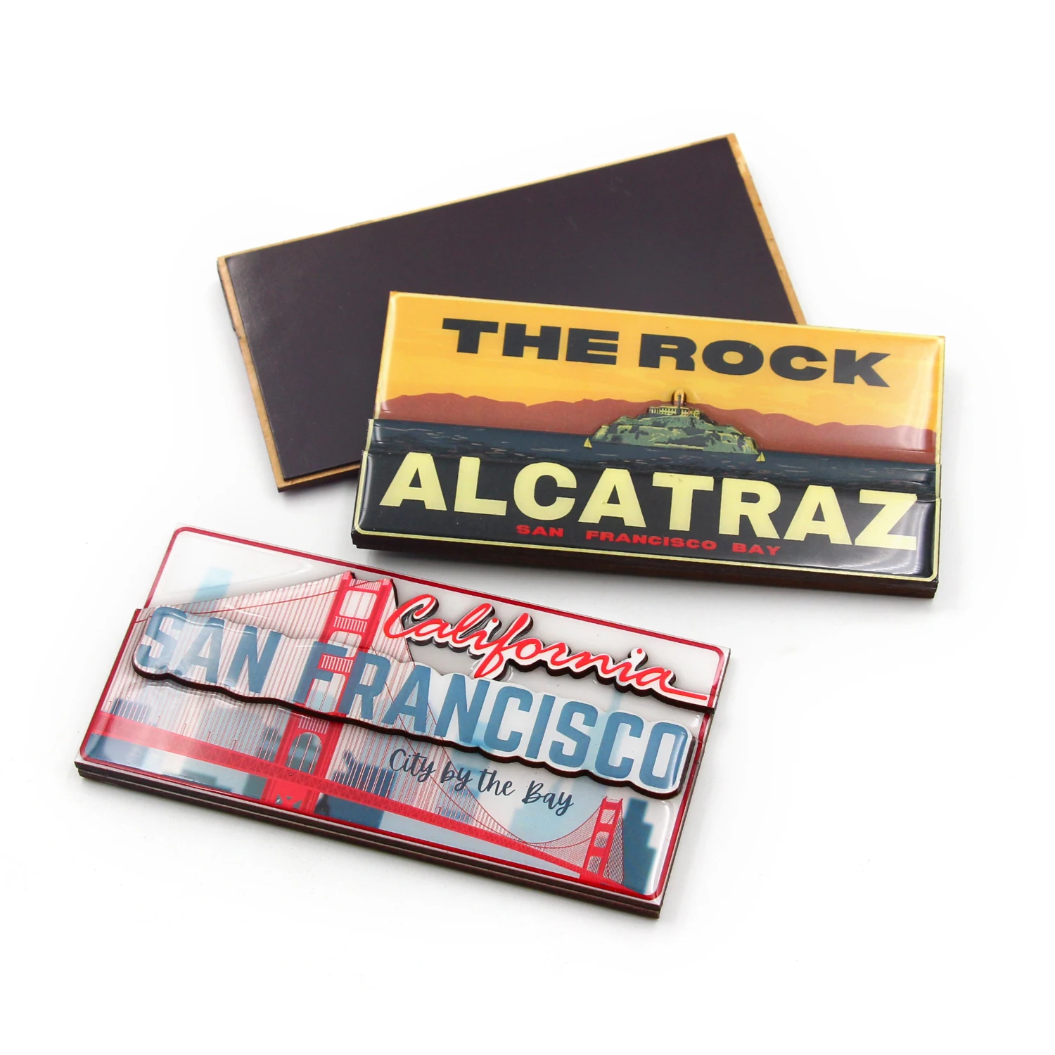 Promotional Ref Magnet Custom Alcatraz San Francisco Souvenirs 3D Mdf Souvenir Wooden Refrigerator Magnets