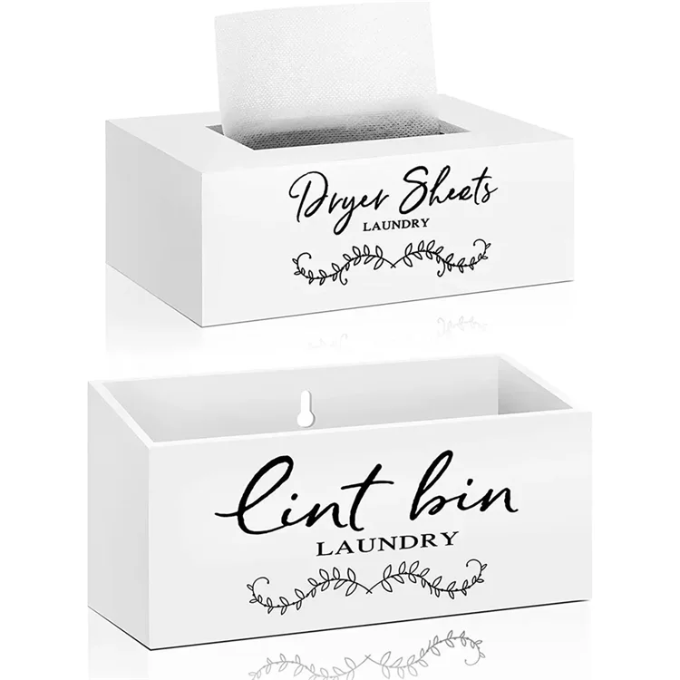 Dryer Sheet Holder, Wooden Dispenser with Hinged Lid for Fabric Softener Sheets,Container Storage Box,Laundry Sheet Dispenser