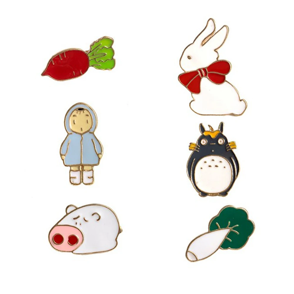 Cute oil dripping cartoon Brooch rabbit radish Brooch dragon cat badge creative pig collar pin anti light pin female