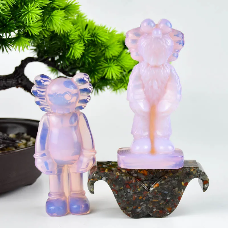 
Superior Quality Crystal Gemstone Carving Crystal Crafts Pink Opalite Bearbrick 