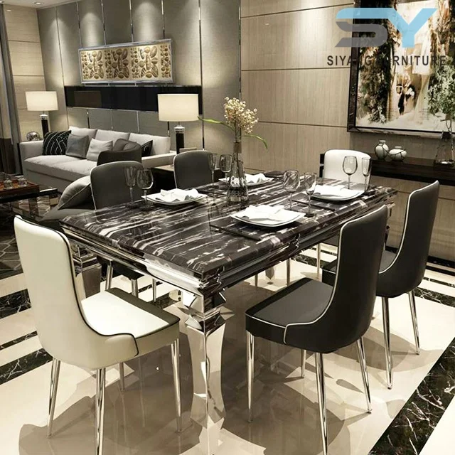 Online Selling Home Furniture Stainless Steel Dining Table For Set Ct004