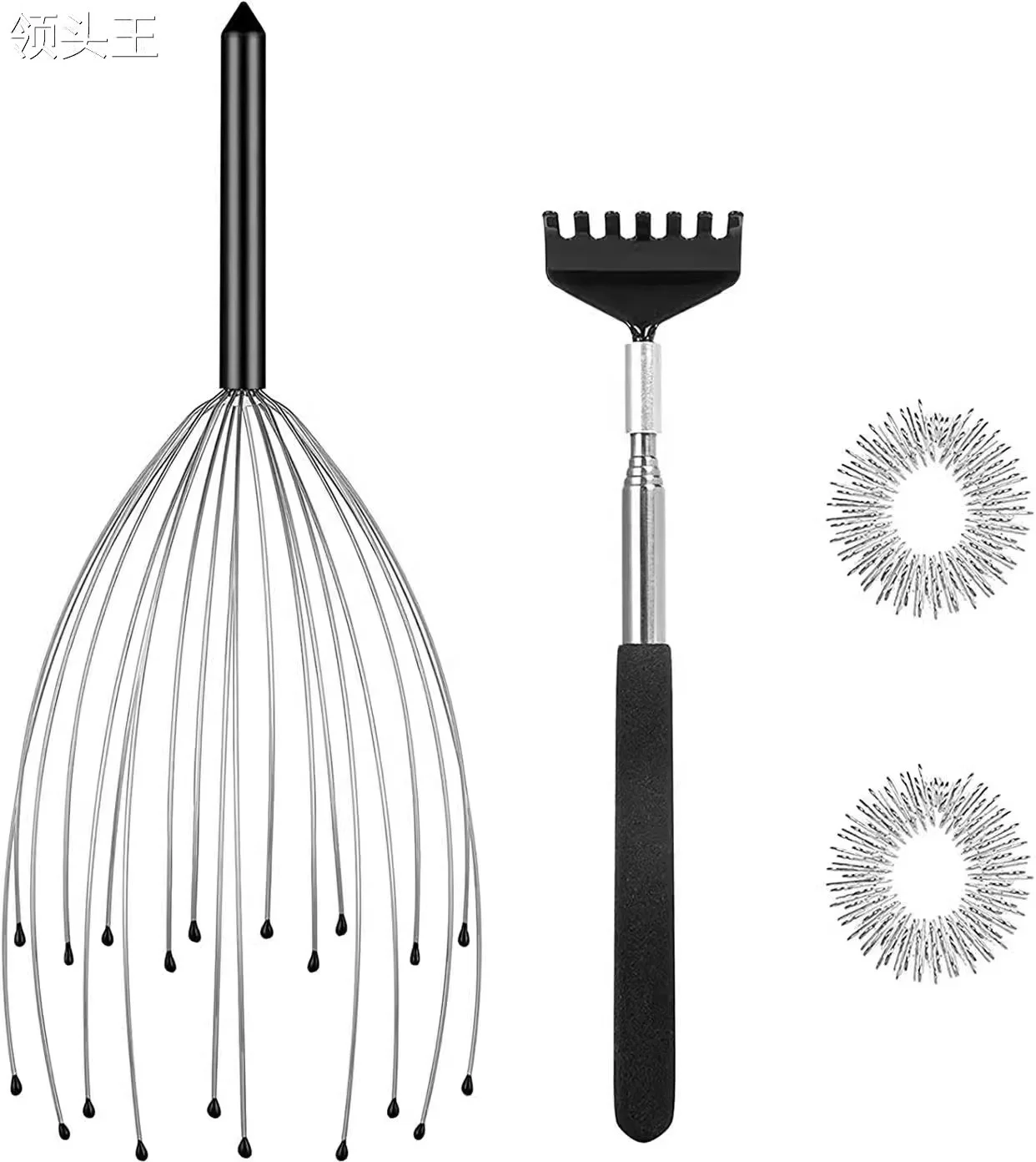 Zhedage Spider 20 Claws Wire Head Finger Acupuncture Massage Rings stainless Steel Head Scratcher Massager