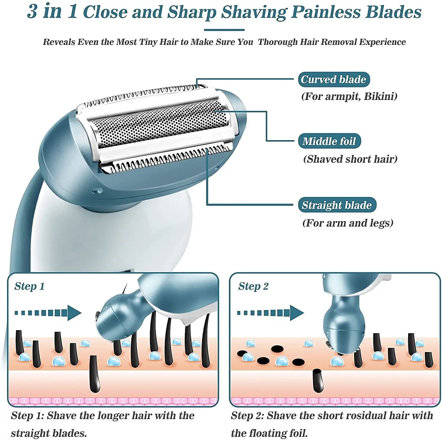Electric Hair Removal Epilator Electric Shaver for Women LADY SHAVER Wholesale