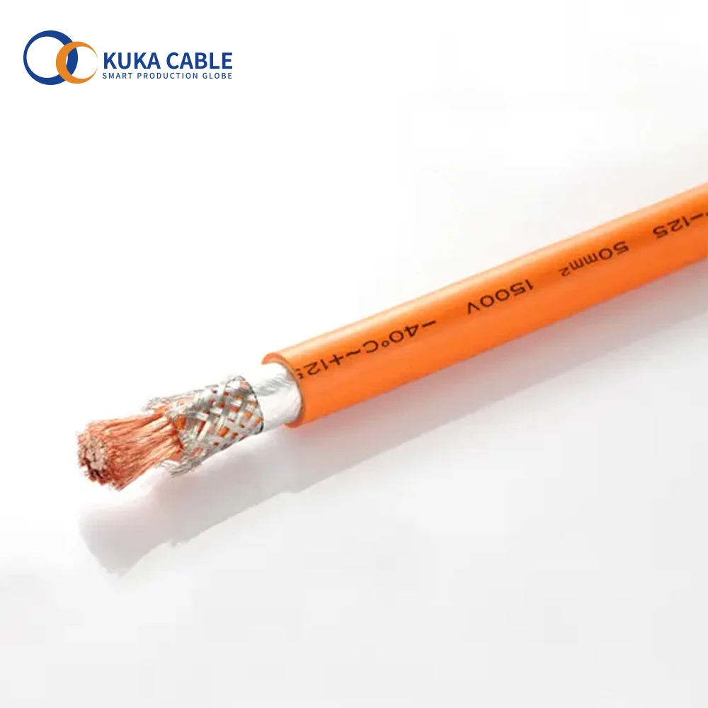 Single Core EV Silicone Rubber Insulation wire  50mm2 Shielded Copper Braid Screened EV Power Cable