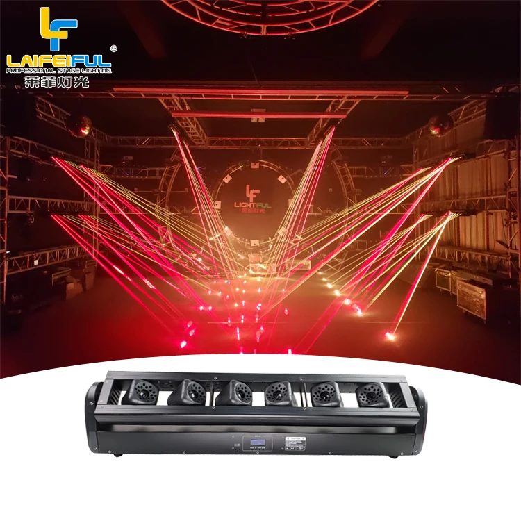3W 12W DJ SHOW 6 EYES MOVING HEAD LASER BAR LIGHT 6 HEADS DMX/SOUND/AUTO CONTROL CLUB BAR BEAM LASER RED GREEN BLUE