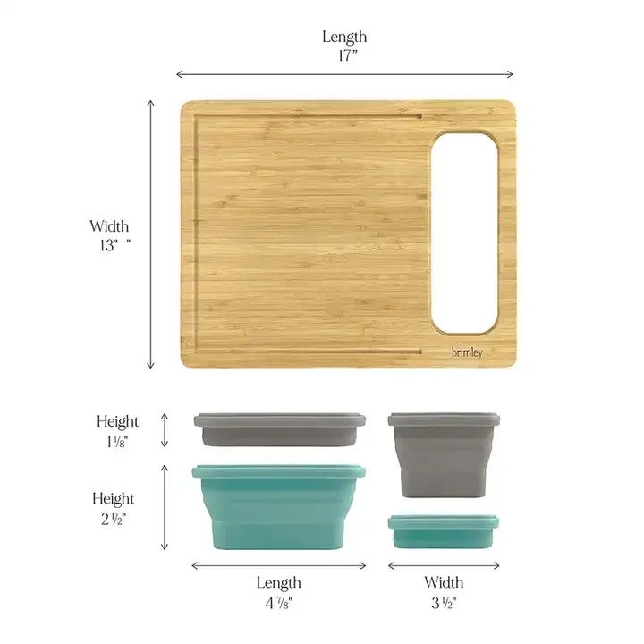 Wholesale Custom High Quality Rectangle Wooden Chopping Board Acacia Chopping Board With 2 Storage Boxes