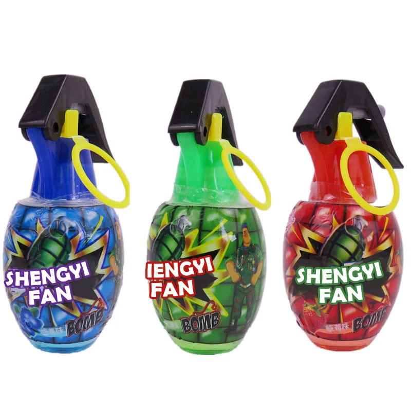 Preferential wholesale candy toys hot sale Grenade shape fruit sour liquid candy spray