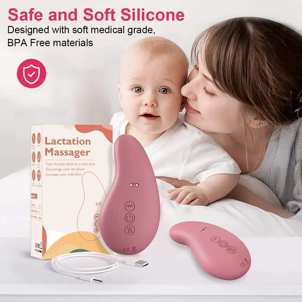 Wholesale Soft Silicone Warming and Vibrating Lactation Massager Vibrator for Breast Pain Relief