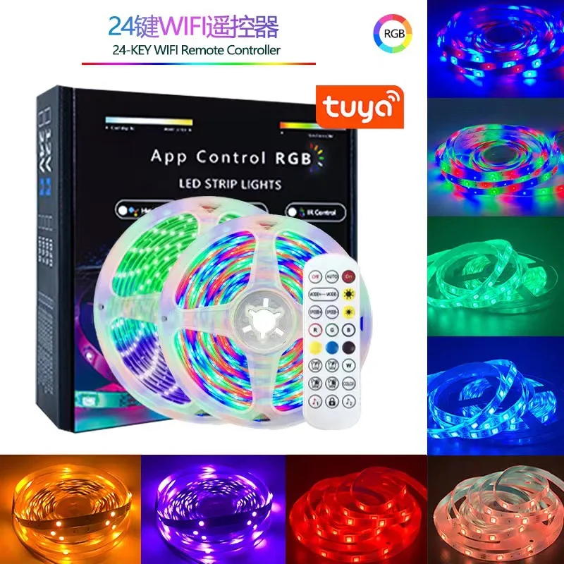 Tuya LED Strip Light Intelligence Home Lighting Google Alexa Wifi Voice Control RGB Colorful Flexible LED Rope Light