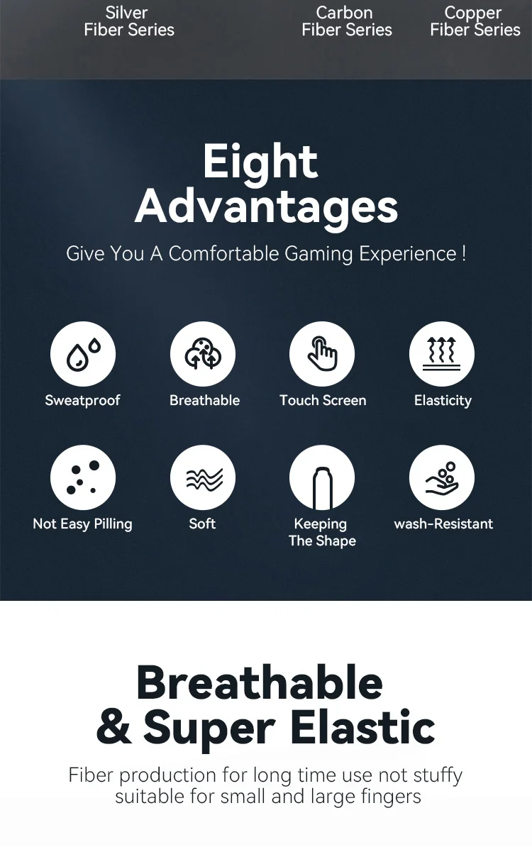 Factory Wholesale Touch Screen for Sale Mobile Game Controller Anti-Sweat silver fiber Finger Sleeves