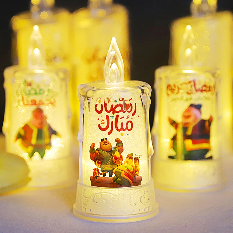 Ramadan LED Tea Light Candle Transparent Flameless Electronic Candle for Party Decorations for Ramadan Celebrations