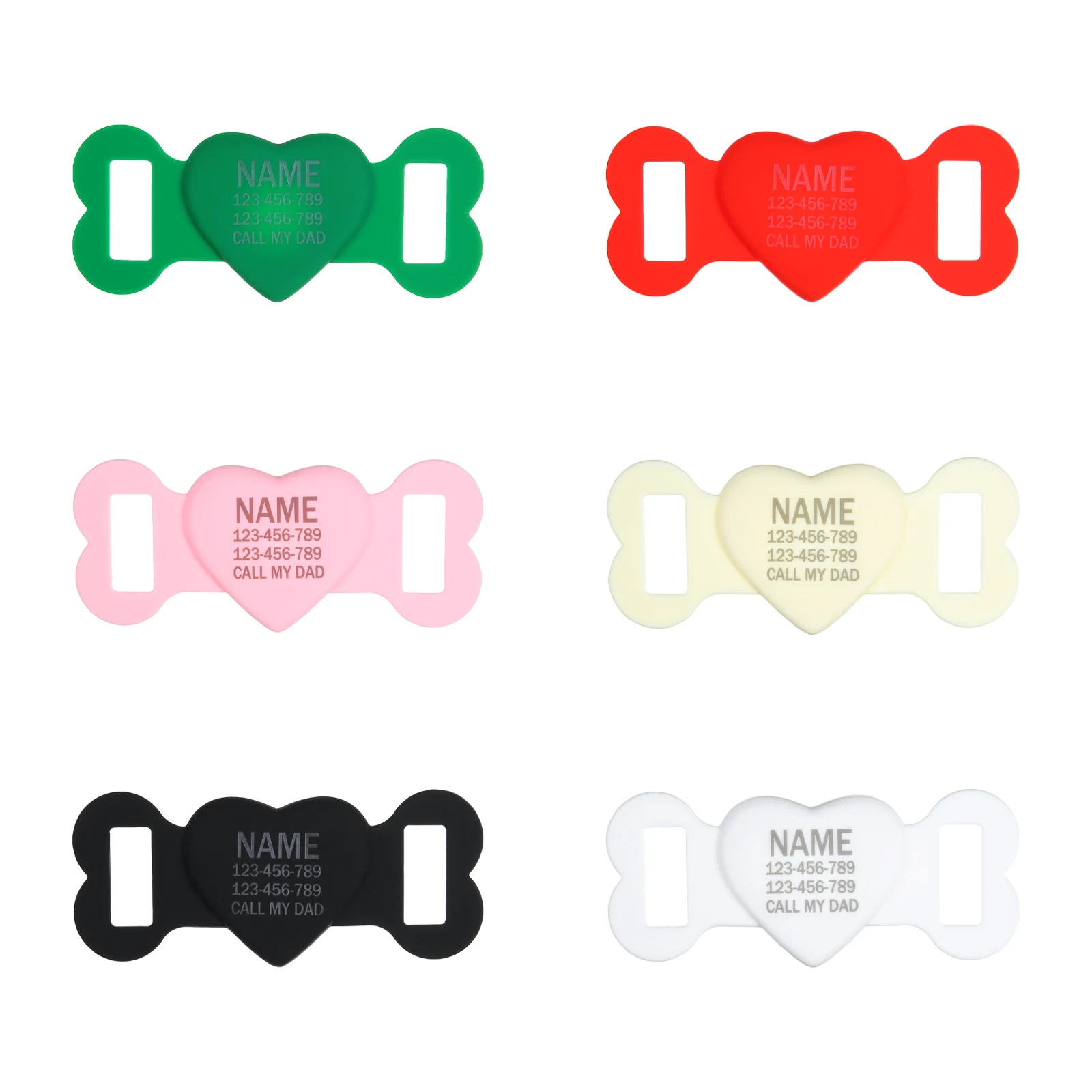 Custom Name Silica Gel Blank Airtag Holder Dog Tag Personalized ID Heart Air Tag Dog Collar