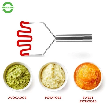 
large mini black nylon wire silicone wooden handle manual plastic stainless steel press potato masher and ricer 